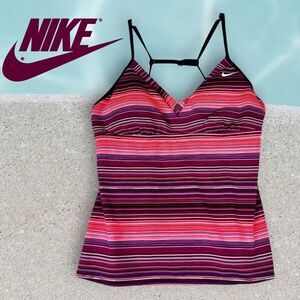 Nike Girls Swim Size 12 Tankini Top Strappy Back‎ Pink Purple Orange Stripes Bra
